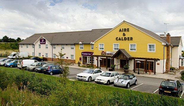 Exterior of Premier Inn Goole showing car park