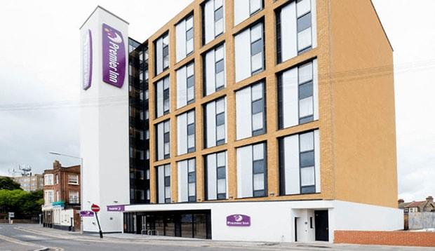 Front view from the road of Premier Inn Tottenham hotel