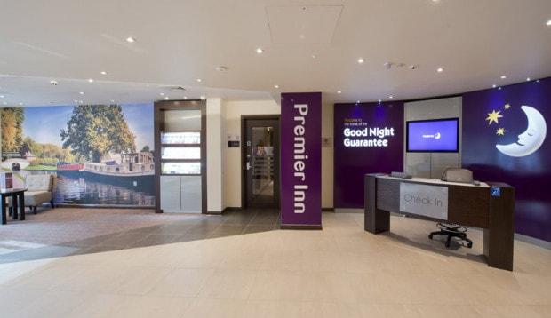 Reception area at Premier Inn London Uxbridge hotel