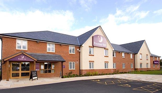 Exterior of Premier Inn Rhuddlan showing reception