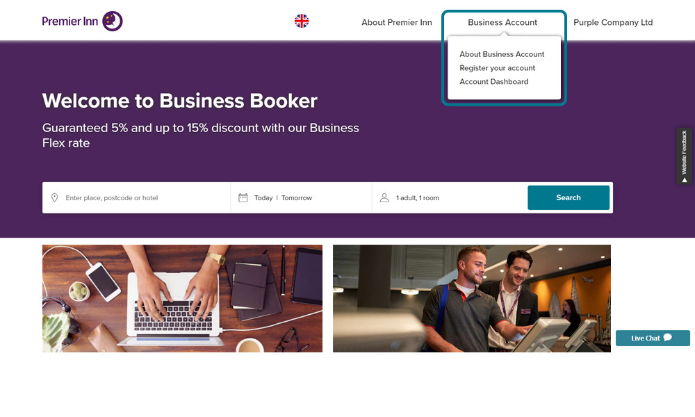 1. Start by clicking on the Business Account tab dropdown box