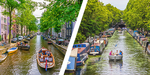 Amsterdam Canals, Holland and Little Venice, London 