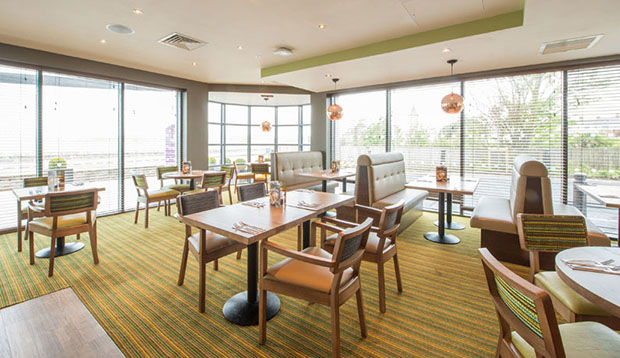 Restaurant area at Premier Inn Exmouth Seafront