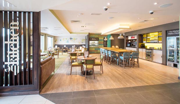 View of restaurant area at Premier Inn Melton Mowbray hotel